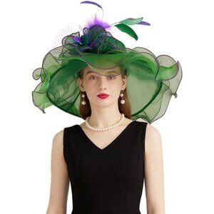 Women's Kentucky Derby Church Dress Hat 10-green,purple